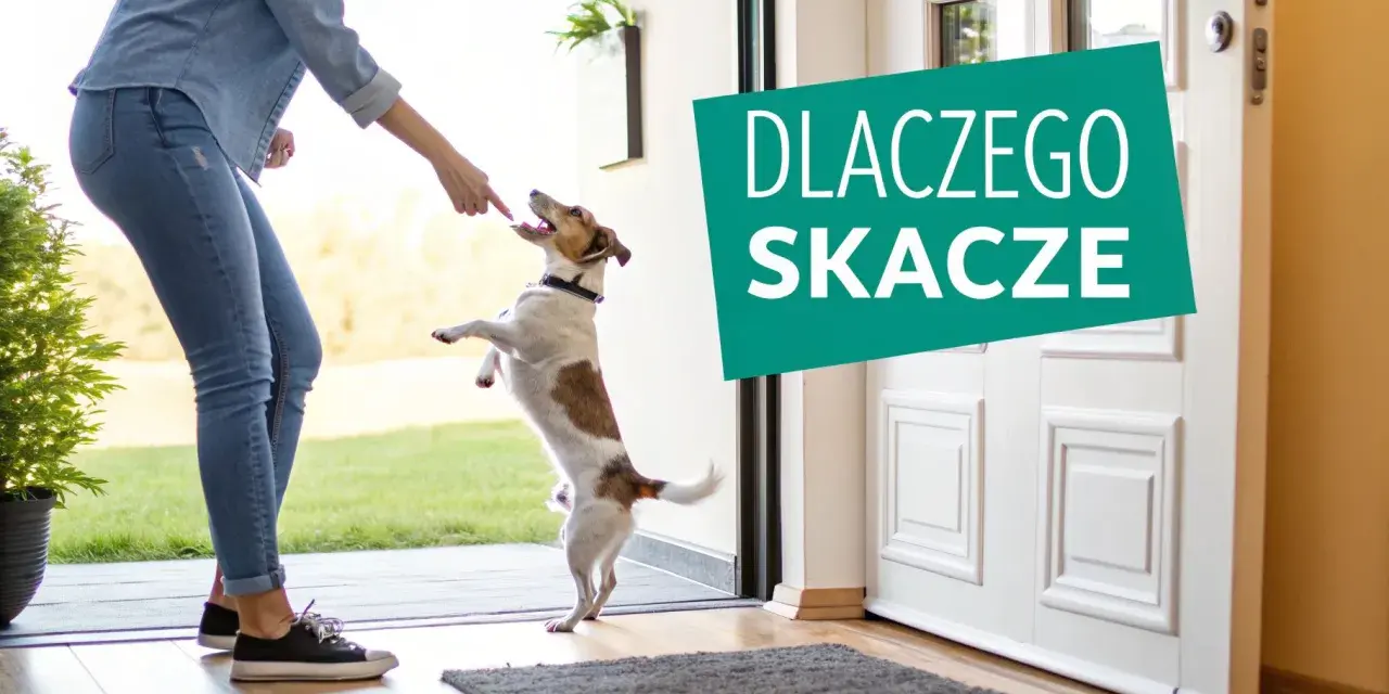 Chcesz wiedzieć, jak oduczyć psa skakania? Piesek radośnie podskakuje do właścicielki, która trzyma smakołyk.