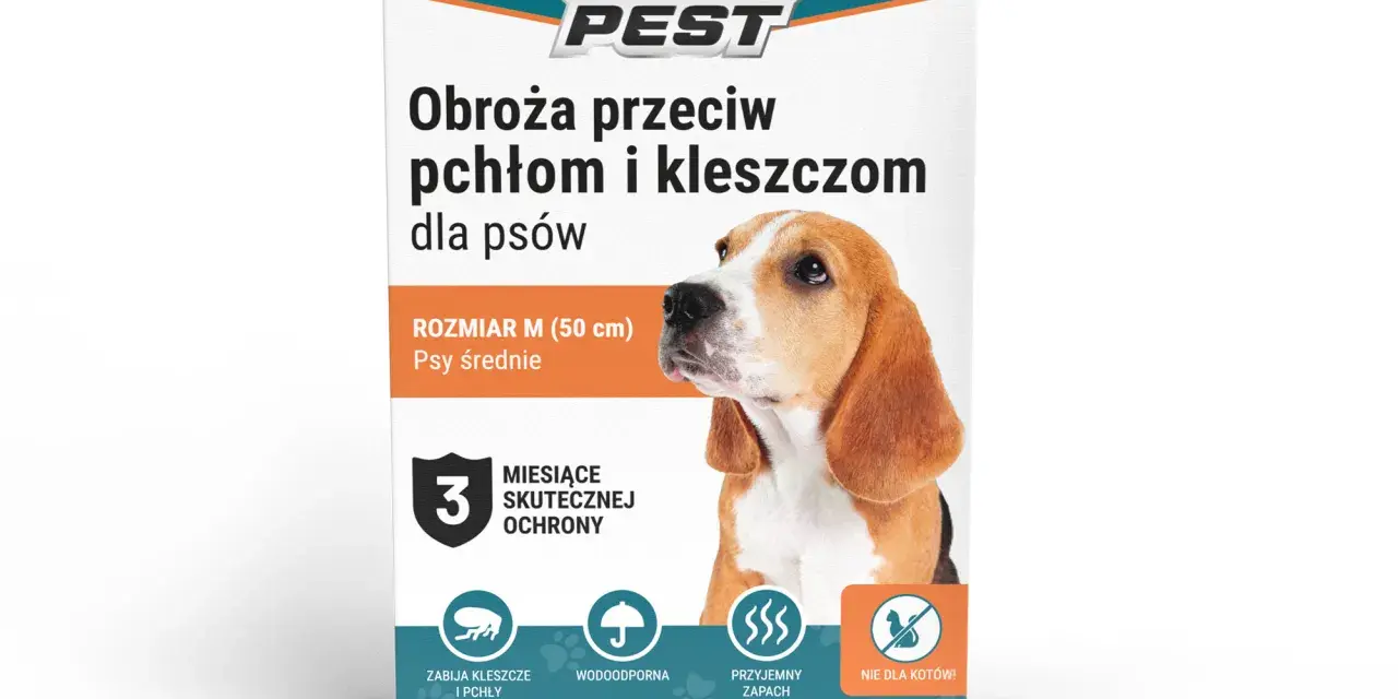 Obroża na kleszcze dla psów NO PEST, rozmiar M, zapewnia 3 miesiące ochrony. Wodoodporna, z przyjemnym zapachem. Nie dla kotów!