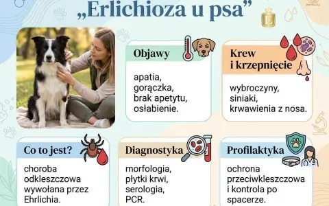 Erlichioza u psa: objawy (apatia, gorączka), krwawienia z nosa, diagnostyka i profilaktyka. Choroba odkleszczowa.