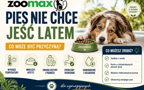Pies nie chce jeść latem? Przyczyny: wysokie temperatury, mniejszy apetyt. Rozwiązania: zadbaj o wodę, karm o chłodniejszych porach dnia.