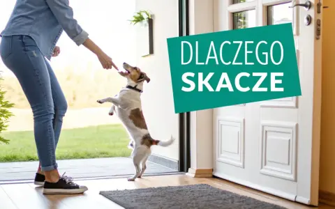 Chcesz wiedzieć, jak oduczyć psa skakania? Piesek radośnie podskakuje do właścicielki, która trzyma smakołyk.