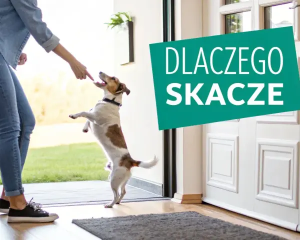 Chcesz wiedzieć, jak oduczyć psa skakania? Piesek radośnie podskakuje do właścicielki, która trzyma smakołyk.